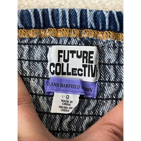 Future Collection Women's Puff Sleeve Square Neck 70s Bohemian Denim Dress 0 - Picture 4 of 16